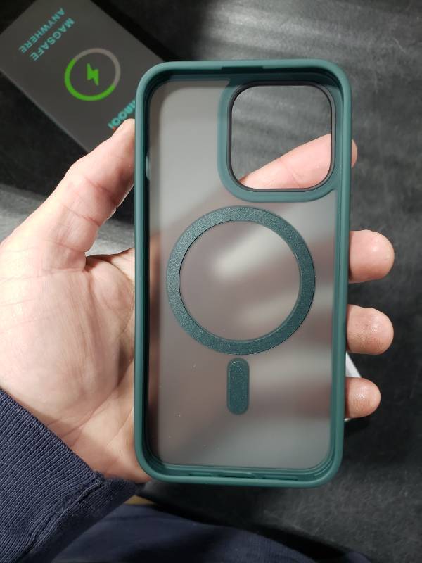 lot 1508 image: Mgnaooi Magnetic Case for iPhone 13 Pro Case MIL-Grade Drop Tested & Compatible with MagSafe Translucent Matte Back with Aluminum Alloy Keys, Anti-Fingerprint Anti-Scratch 6.1 Inch, Green