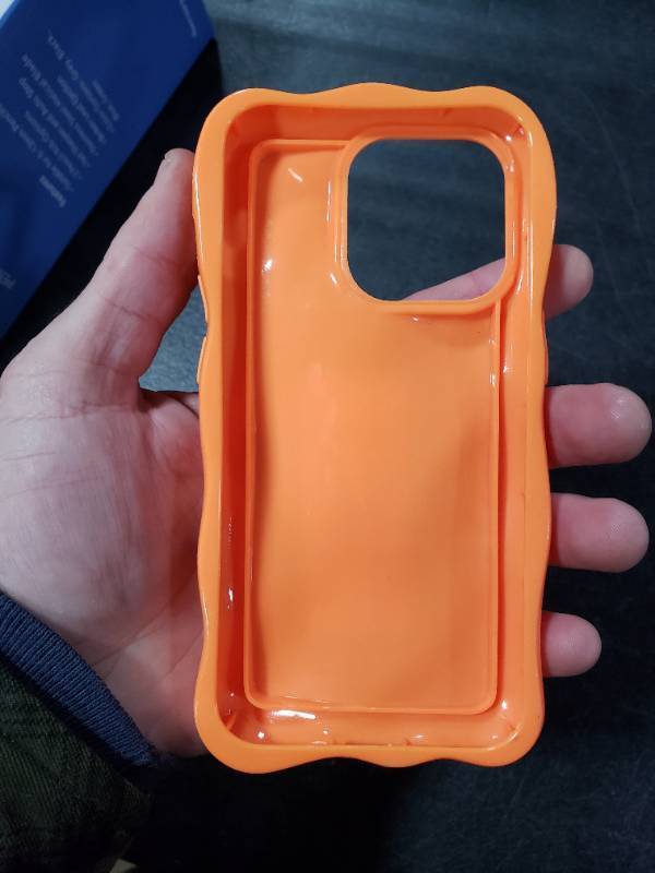 lot 1584 image: LALASAM Orange iPhone Case,Compatible iPhone 14Pro,Fashion Cute 3D Solid Color Meteorite Shape Case,Shockproof Soft TPU Protective Case for Girls,Women