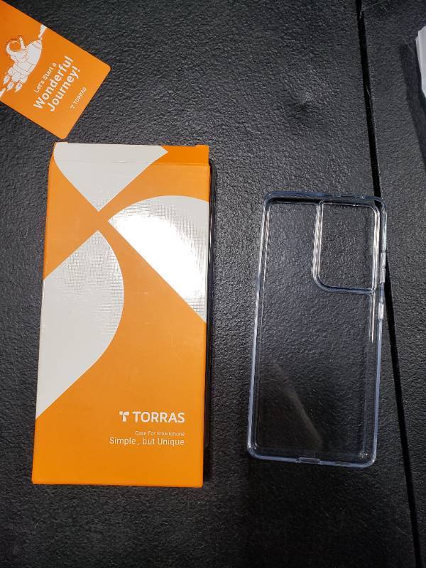 lot 1619 image: TORRAS Diamonds Clear Designed for Samsung Galaxy S21 Ultra Case, Never Yellowing Shockproof Back with Soft Flexible Slim Thin Protective Edge Designed for Samsung S21 Ultra Phone Case, Transparent