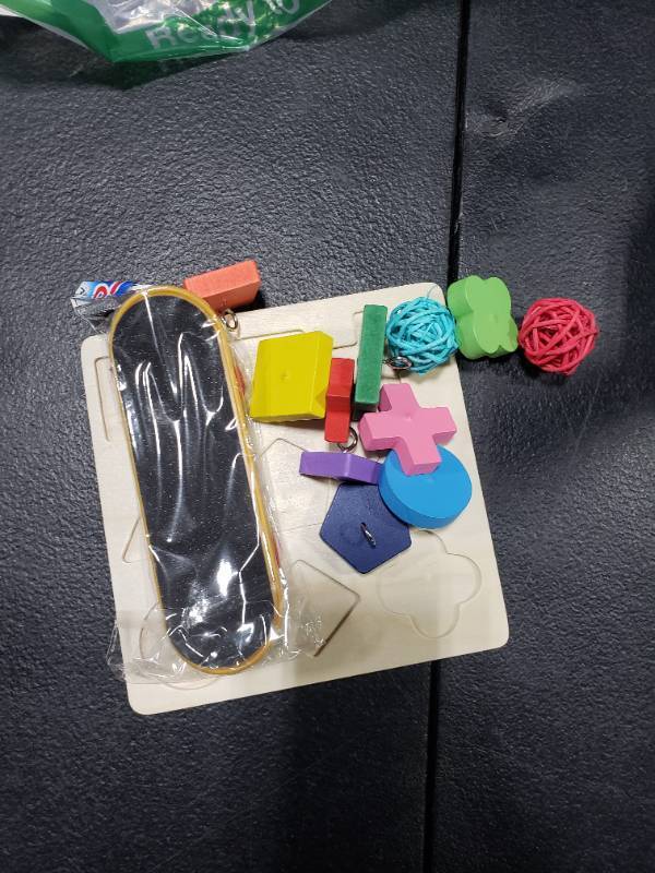 lot 1621 image: 5 Packs Bird Toys Parrot Training Toys Parrot Wooden Block Puzzles Toy Bird Basketball Toy Small Sepak Takraw Bird Skateboard Bird Stacking Toy for Birds Parrot Training