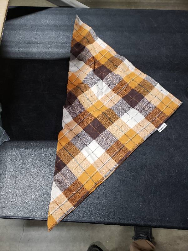 lot 1715 image: Bubblepup Plaid Dog Bandana, Cotton Dog Bandana for Small Medium Large Dogs, Dog Kerchief, 1PC Square Dog Scarf Dog Triangle Bibs