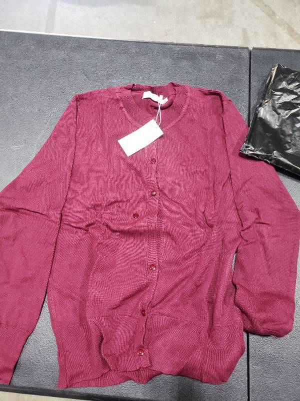lot 1734 image: Womens Crew Neck Button Down Long Sleeve Cardigan Sweater Rose Violet Small