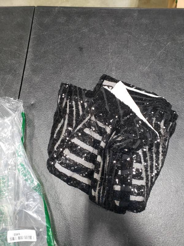 lot 1339 image: AZOKOE Women Glitter Sequin High Waist Flare Pants Bell Bottoms Party Cocktail Long Panty Black M 8 10