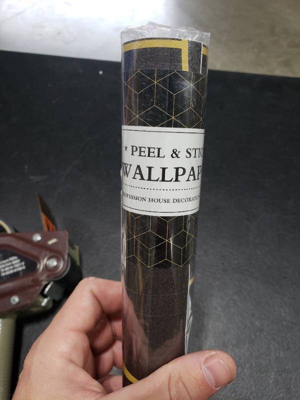 lot 3241 image: GaliGali Peel and Stick Wallpaper, Black and Gold Modern Geometric Wallpaper, Contact Paper for Home Decor, Self-Adhesive Wallpaper, Vinyl Waterproof Wallpaper, 17.3 x 78.7, No.5191-2