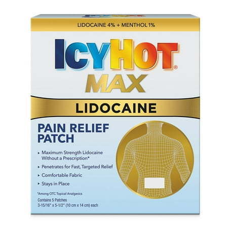 lot 3304 image: Icy Hot Max Strength Lidocaine Pain Relief Patch (5 Count) Penetrates for Fast Targeted Relief
