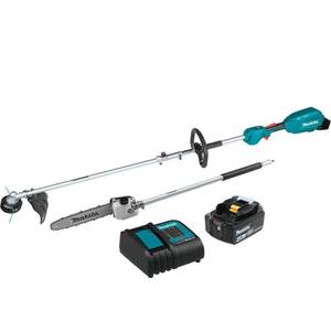 lot 14002 image: Makita XUX02SM1X4 18V LXT Lithium-Ion Brushless Cordless Couple Shaft Power Head Kit With 13 String Trimmer & 10 Pole Saw Attachments (4.0Ah) (B08S3317L4) Retail $330