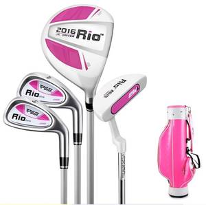 lot 14009 image: PGM Junior Golf Club, Rio Golf Clubs Complete Set Right Handed for Children Kids, 4 Pieces Youth Golf Clubs with Stand Bag for Boys & Girls Retail $130