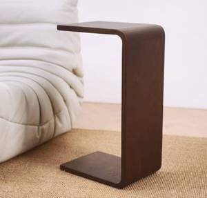 lot 14010 image: COZYMATIC Carlisha C-Shaped End Table Sofa Table Coffee Table Solid Wood Frame for Living Room Side Table for Bedroom(Set of 2), Walnut Brown Retail $390