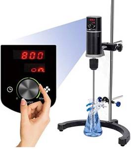 lot 14019 image: Hanchen Electric Overhead Stirrer, Digital Overhead Stirrer Mixer, Lab Mixer Stirrer with Time Setting & Speed Adjusting, Max. 40L, 10000 mPas, 1002000RPM, 120W Retail $190
