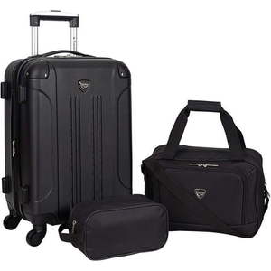 lot 14025 image: Travelers Club Chicago Plus Carry-On Luggage and Accessories Set With Tote and Travel kit-ColorBlack,Size3 Piece