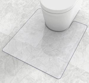 lot 14026 image: 100poinONE Toilet Bath Mat U-Shaped Crystal Clear Commode Contour Rug, Bathroom Mat for Toilet Base Non-Slip, Waterproof, Wipe to Clean and Dries Quickly for Bathroom (27���22��x0.12��)
