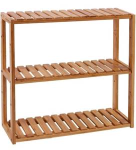 lot 14028 image: SONGMICS Bamboo Bathroom Shelf, 3-Tier Adjustable Plants Rack, Wall-Mounted or Stand, in the Living Room, Balcony, Kitchen, Natural UBCB13Y