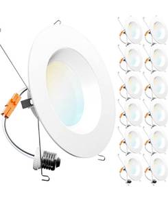 lot 14029 image: Sunco 12 Pack 5CCT Retrofit LED Recessed Lighting 6 Inch, 2700K3000K3500K4000K5000K Selectable, Dimmable Can Lights, Baffle Trim, 13W75W, 1050 LM, Damp Rated - Energy Star