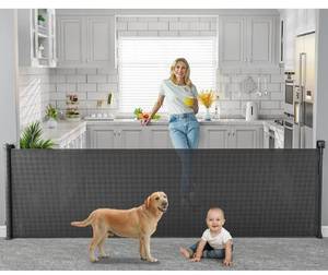 lot 14042 image: 118 inch Retractable Baby Gates Extra Wide for Large Opening DynaBliss Retractable Baby Gate for Stairs Doorway Extra Long Dog Gate Adjustable Large Pet Gates for Dogs Indoor Mesh Child Gate