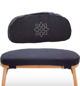 lot 14047 image: Mindful & Modern Folding Meditation Bench  Locking Magnetic Hinges  Wooden Kneeling Ergonomic Bamboo Seiza for Zen Meditation Posture & Yoga  Prayer Kneeler Stool wSoft Pillow  with Travel Bag