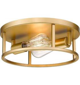 lot 14048 image: HANASS Gold Flush Mount Light Fixture, 12 inch Modern Ceiling Light in Metal Gold Finish, 2-Light Flush Mount Ceiling Light for Living Room Kitchen Dining Room Bedrooms Foyer Hallways, MX99992