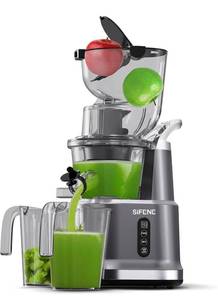 lot 14051 image: SiFENE Cold Press Juicer Machines, Big Mouth 83mm Opening Whole Slow Masticating Juicer, Easy-Clean Juice Extractor Maker For Full-Bodied Fruit & Veg Juice, High Yield, BPA-Free, Gray Retail $109 - Powers On