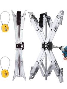 lot 14056 image: Maxchock Wheel Chock X-Shaped Stabilizer (Allow Drill Adjust) Dual Axel RV Travel Trailer Camper Tire While Camping (XL-2 Pack) Retail $129