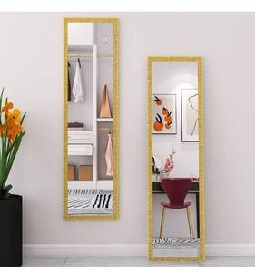 lot 14062 image: Beauty4U Full Length Mirror Wall Mirror Full Body Dressing Mirror Wall Mounted Hanging for Dorm Home, 50x 14, Gold