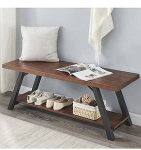 lot 14063 image: IBF Natural Real Wood Entryway Bench, Solid Wood Storage Bench, Industrial Bedroom Bench in Entry Way Hallway Foyer Rack, Modern Shoe Bench Seat for Living Bed Room Indoor, Rustic Brown, 47 Inch Retail $139