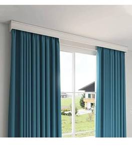 lot 14080 image: ZSHINE Three-in-One Curtain Track Double Tracks and Curtain Pelmet Ceiling Mounting for Living Room Bedroom (6.6ft White) Retail $148