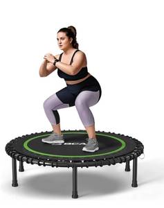 lot 14085 image: BCAN 450550 LBS Foldable Mini Trampoline, 40 Fitness Trampoline with Bungees, Adjustable Foam Handle, Stable & Quiet Exercise Rebounder for Kids Adults IndoorGarden Workout
