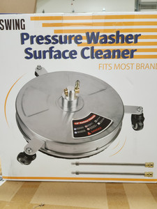 lot 14095 image: Biswing 15 Pressure Washer Stainless Steel Surface Cleaner with 3 Wheels & 14 Quick Connector, Power Washer Attachment with 2 Extension Wand, 2 Replacement Nozzles, 4000 PSI Retail $99