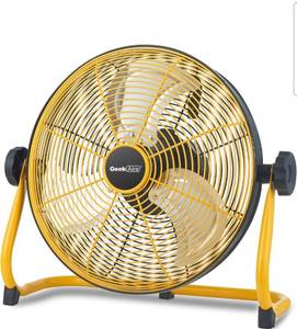 lot 14100 image: Geek Aire 12 Inch Battery Operated Camping Floor Fan, Rechargeable Powered High Velocity Fan with Metal Blade, Portable Cordless Beach Fan Camping Gear Must Haves Accessories for Tent Travel Hurricane Retail $139