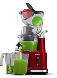 lot 14105 image: SiFENE Cold Press Juicer Machines with 83mm Big Mouth, Whole Slow Masticating Juicer, Juice Extractor Maker Squeezer for Fruits and Vegetables, BPA-Free, Easy to Clean, Red Powers on