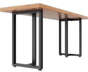 lot 14120 image: Metal Table Legs 28 inch Height x 17.7 inch Wide with Adjustable Protector Feet, Industrial & Rustic Style Heavy Duty Metal Furniture Legs for DeskTable, (Bear Up to 800lb), Black, T-Shape Set of 2 Retail $90