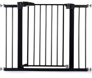 lot 14121 image: BABELIO 26-40 Inch Easy Install Extra Wide Pressure Mounted Metal Baby Gate, No Drilling, No Tools Required, with Wall Protectors and Extenders (Black)
