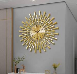 lot 14123 image: FLEBLE Large Wall Clocks for Living Room Decor Modern Gold Silent Wall Clock Battery Operated Non-Ticking for Bedroom Kitchen Office Home Decorative 24 Inch Retro Crystal Clock Wall Decor for House Retail $75