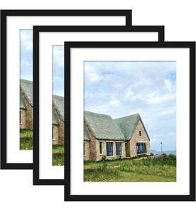 lot 14129 image: PUEOR 16x20 Poster Frame Picture Frames Black - 3 Pack - Display11x14 with Mat or 16x20 Photos without Mat - Solid Wood with Plexiglass - Wall Mounting Horizontal and Vertical (16x20 Inch)