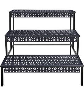 lot 14132 image: 3 Tiers Metal Plant Stand,Rectangular Ladder Flower Pots Outdoor, Indoor Plant Display Rack, Heavy Duty Utility Storage Organizer for Home Garden Patio Balcony, Stair Style