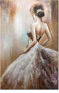 lot 14136 image: Boiee Art,24x36Inch Pure Hand Painted Girl in Wedding Dress Canvas Painting Vertical Abstract Figure Artwork Oil Hand Painting Home Decor Art Wood Inside Framed Ready to Hang for Living room