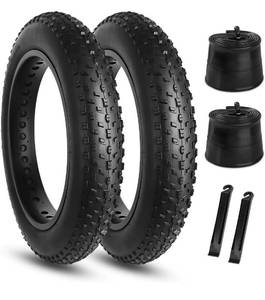 lot 14144 image: Hycline Fat Bike Tires Replacement Set 2026x4.0 Inch Folding Electric Bicycle Tires Plus Bike Tubes and Tire Levers Compatible Wide Mountain Snow Bike Retail $85
