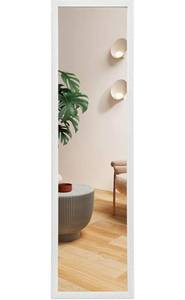 lot 14150 image: LFT HUIMEI2Y Door Mirror Full Length, Wall-Mounted Mirror Rectangle Tall with Engraving Frame, Over The Door Hanging Mirrorfor Bedroom, Living Room, Dressing Room, White 50 x14