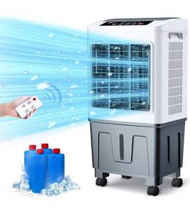 lot 14157 image: ALPACA Portable Evaporative Air Cooler 3 in 1 Swamp Cooler with Remote Control, 5.3 Gal Water Tank, 3 Speed Cooling Fan, 4 Ice Packs, Portable Air Conditioner Auto Oscillation for Room, Home & Office