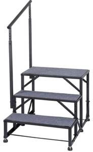 lot 14168 image: Toriexon RV Stairs Handrails Ladder wStep Cover, 3 Step 5th Wheel Stair Hot Tub Steps with Handrail, Economy Universal Mobile Home Steps with Handrail and Platform for Outdoor Retail $100