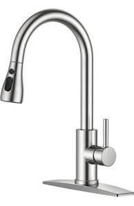 lot 14175 image: FORIOUS Kitchen Faucet with Pull Down Sprayer Brushed Nickel, High Arc Single Handle Sink Deck Plate, Commercial Modern rv Stainless Steel Faucets, Grifos De Cocina
