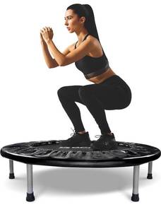 lot 14177 image: BCAN 3638 Foldable Mini Trampoline, Fitness Trampoline with Safety Pad, Stable & Quiet Exercise Rebounder for Kids Adults IndoorGarden Workout Max 170lbs300lbs Retail $75