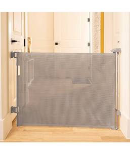 lot 14193 image: Cumbor Baby Gate Retractable Gates for Stairs, Mesh Dog Gate for The House, Wide Pet Gate 33 Tall, Extends to 55 Wide, Long Child Safety Gates for Doorways, Hallways, Cat Gate IndoorOutdoor(Gray)