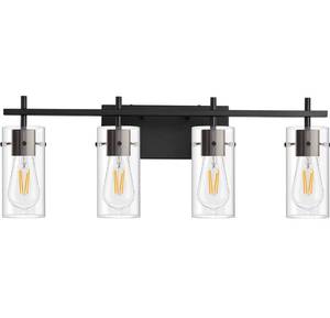 lot 14196 image: 4-Light Black Bathroom Vanity Light Fixtures, Brushed Luxury Wall Sconce Lighting with Glass Shade,Porch Wall Lamp for Bathroom, Living Room, Bedroom, Hallway