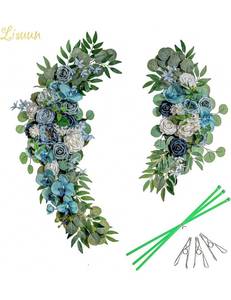 lot 14200 image: Lisuun Wedding Arch Flowers, Artificial Flowers for Decoration, Large Flower Swag for Dreamy Romantic Ceremony Floral Decor - Pack of 2 Retail $69