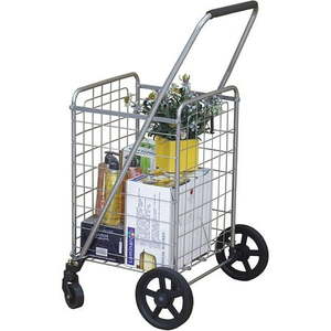 lot 14205 image: Wellmax WM99024S Grocery Utility Shopping Cart Easily Collapsible and Portable to Save Space and Heavy Duty Light Weight Trolley with Rolling Swivel Wheels