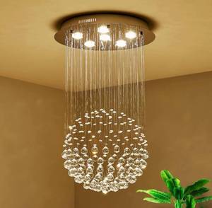 lot 14207 image: Saint Mossi Chandelier Modern K9 Crystal Raindrop Chandelier Lighting Flush mount LED Ceiling Light Fixture Pendant Lamp for Dining Room Bathroom Bedroom Livingroom 6 GU10 LED Bulbs Required H32 X D18 Retail $129