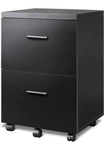 lot 14208 image: DEVAISE 2 Drawer Wood File Cabinet, Mobile Lateral Filing Cabinet with Storage, Letter Legal Size, Black