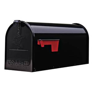 lot 14218 image: Gibraltar Mailboxes 5266176 Elite Classic Galvanized Steel Post Mount Mailbox Black