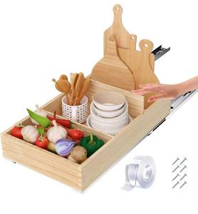 lot 14219 image: graffitimaster Pull Out Cabinet Organizer, Wood Slide Out Wood Drawer for Kitchen, Bedroom, Living Room, Under Cabinet Storage And Organization, 12.5��W x 21��D, Finished