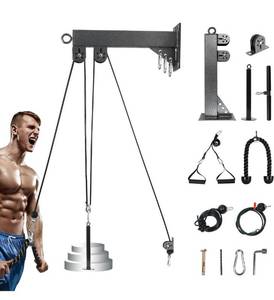 lot 14220 image: TRENDBOX Pulley System Gym Tricep Rope Pull Down Training Cable Machine, LAT Pulldown Attachments for Home and Gyms Retail $100